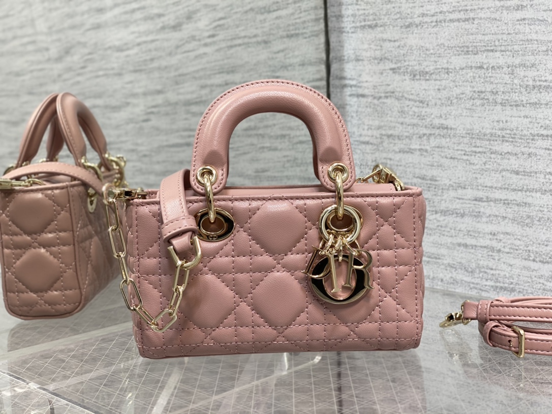 Micro Lady D-Joy Bag Pink Cannage Lambskin